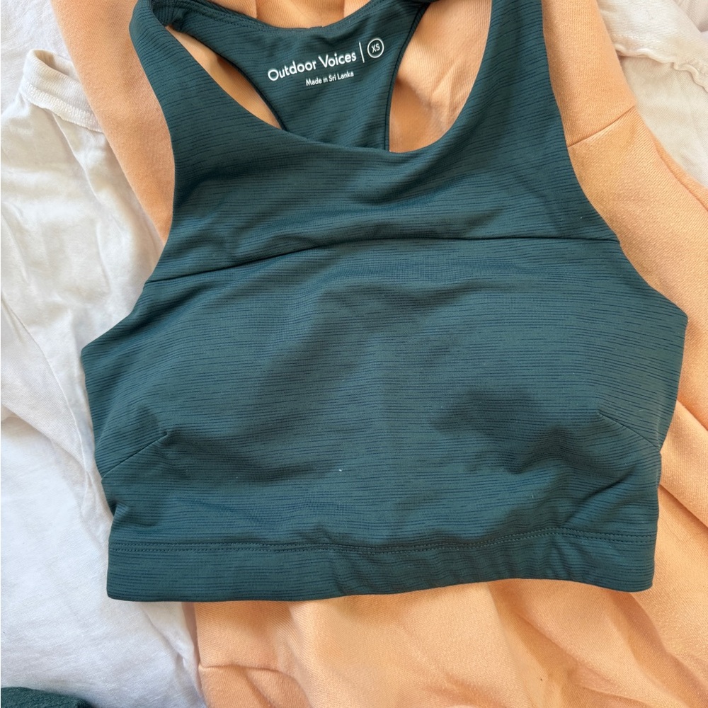 Outdoor Voices green Sports Bra Racerback Design